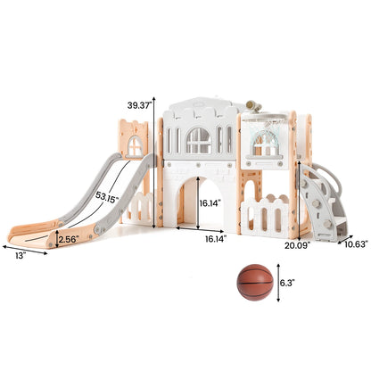 8 In 1 Toddler Slide Indoor Playground, Indoor Slide Toddler Playset For Toddlers 1-3, Kids Outdoor Playground With Slide