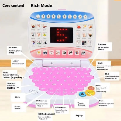 Mini Simulated Laptop Early Education Machine LED Display Learning Device Music Children's Toy