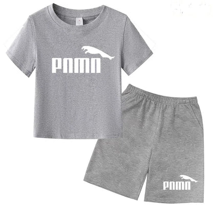 Kids  Fashion Two-Piece  Summer Sports brand Short-Sleeve Boy Girl 3-13Yrs  T-shirt +Shorts clothes