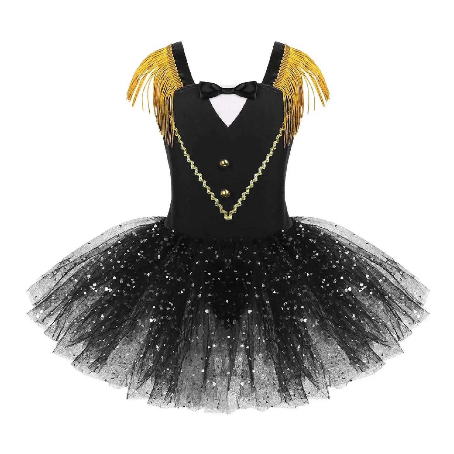 Girls Halloween Circus Ringmaster Costume Dancewear Sequins Mesh Tutu Gymnastics Leotard Dance Dress for Carnival Dress Up