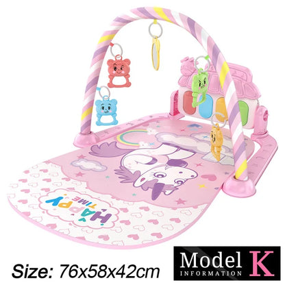 Baby Fitness Play Gym with Music, Piano Activity Mat and Crawling Blanket for 0–36 Months