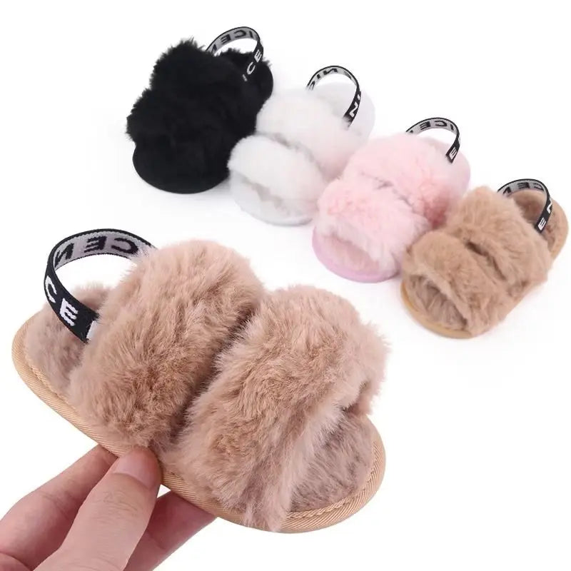 Fashion Letter print style Cute Soft Sole baby sandals Plush Slippers Suitable For newborn baby girl boy