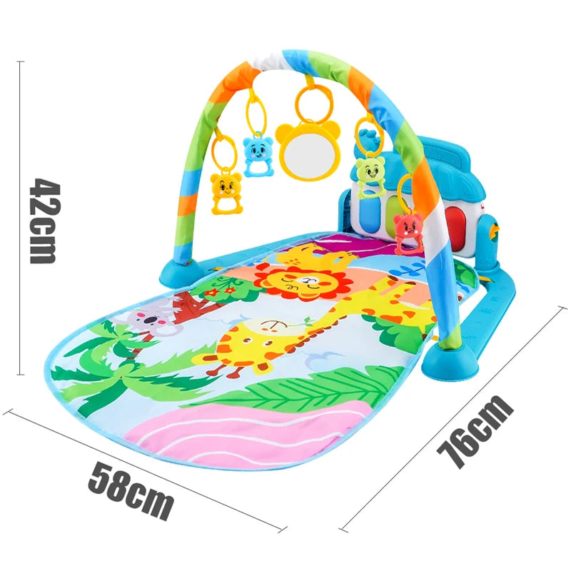 Baby Fitness Play Gym with Music, Piano Activity Mat and Crawling Blanket for 0–36 Months
