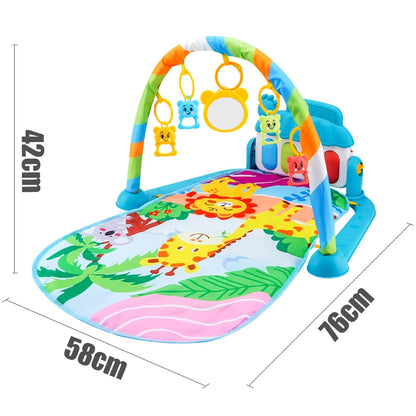 Baby Fitness Play Gym with Music, Piano Activity Mat and Crawling Blanket for 0–36 Months