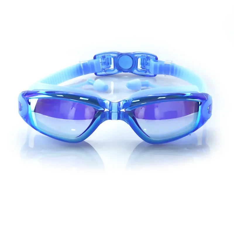 Adult Anti-Fog Swim Goggles with UV Protection & Earplugs
