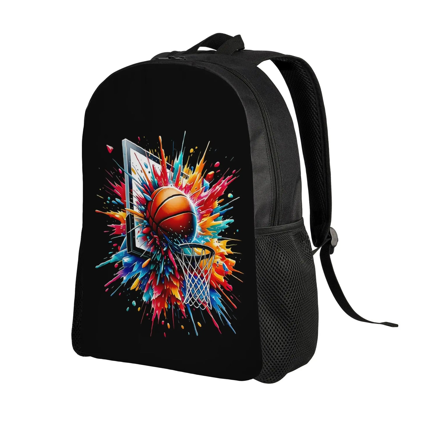 Basketball Floral Print Backpack – Large Capacity Travel & School Backpack