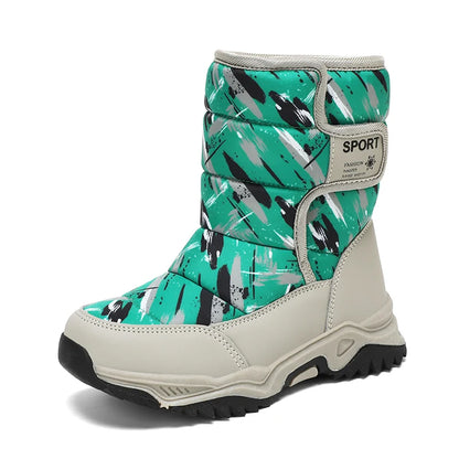 New Arrival Winter Children Shoes Plush Waterproof Fabric Non-Slip Girl Rubber Sole Snow Boots Fashion Warm Outdoor Boots