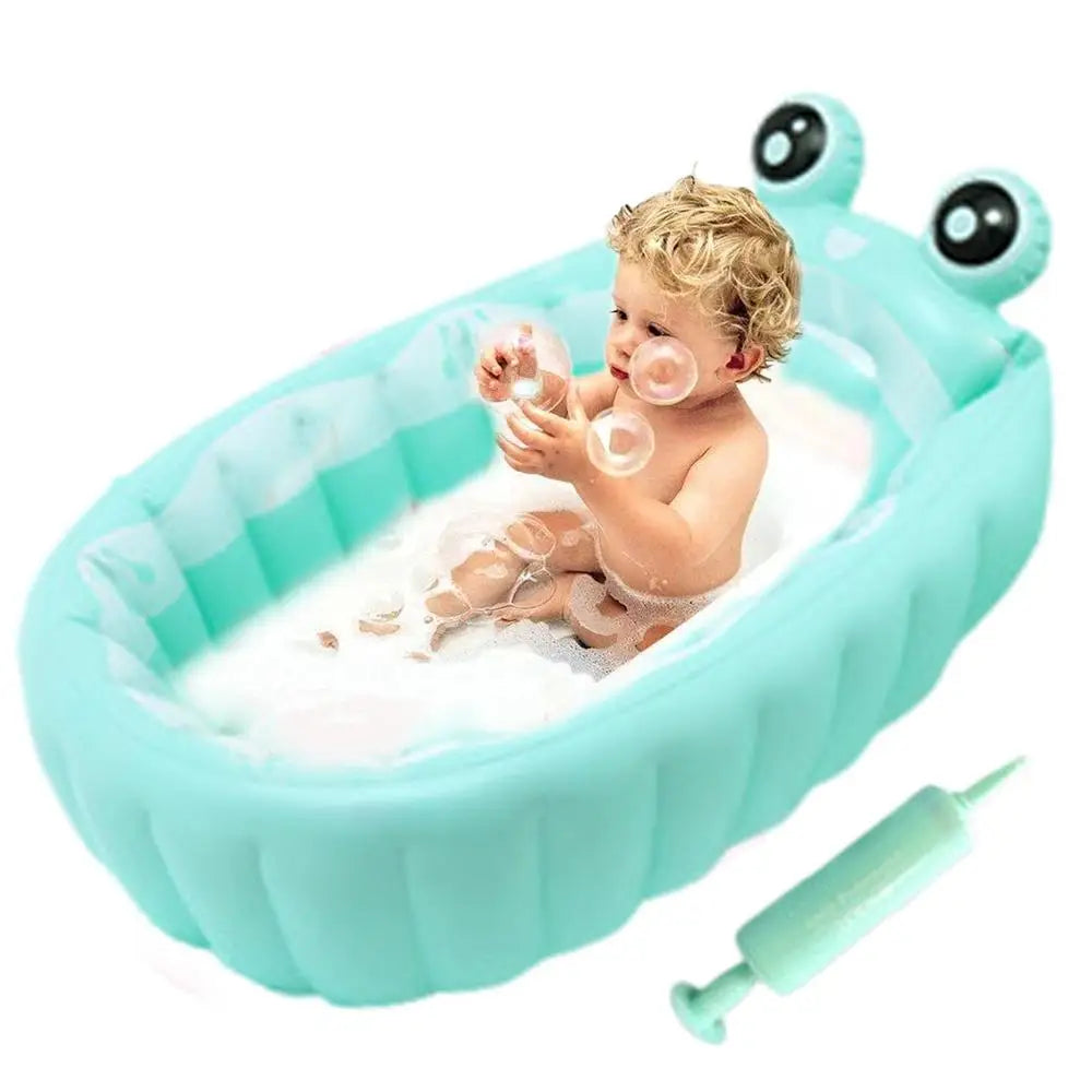 Toddler Inflatable Bathtub with Air Pump, Non-Slip Foldable Travel Bath Tub for Kids