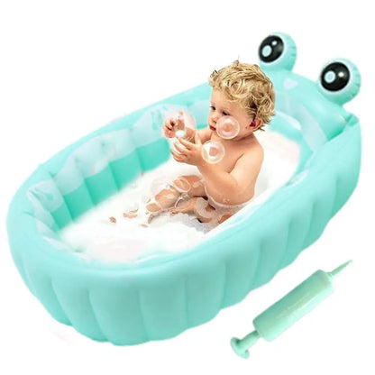 Toddler Inflatable Bathtub with Air Pump, Non-Slip Foldable Travel Bath Tub for Kids