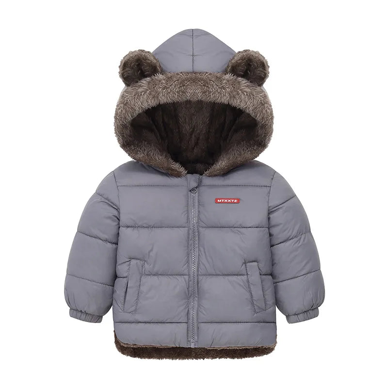 Baby Boys & Girls Winter Hooded Jacket, Thick Cotton Padded Fleece Coat