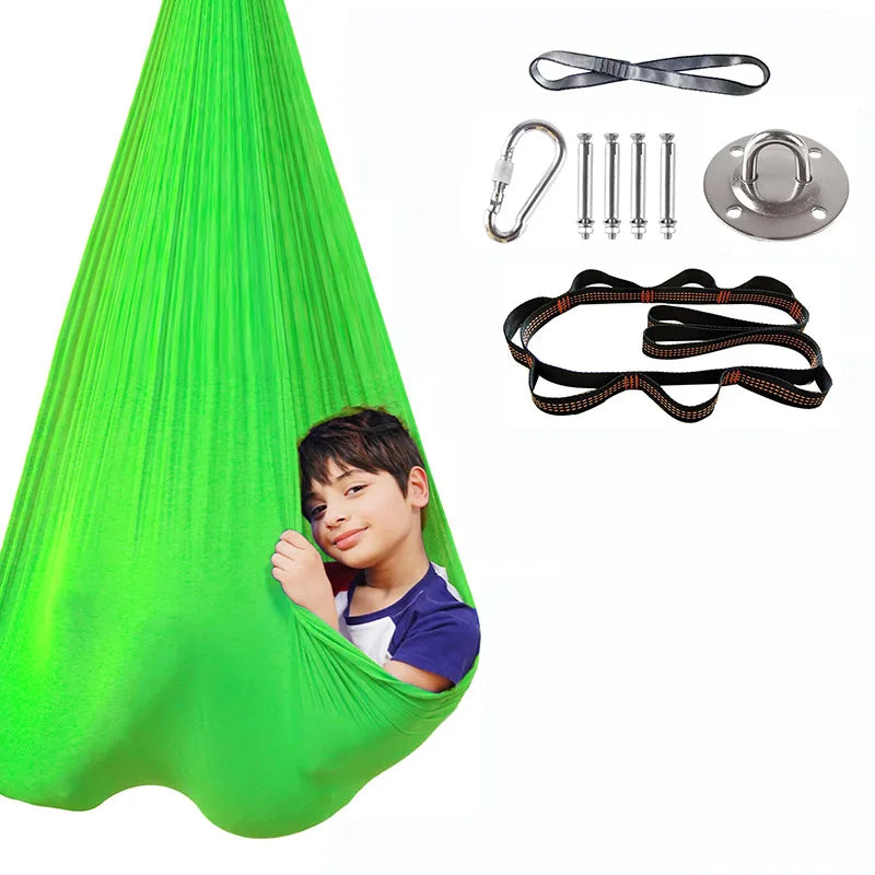 Children's Hammock Children's Sensory Therapy Swing Indoor and Outdoor Swing Hanging Chair Aerial Yoga Hammock Courtyard Swing