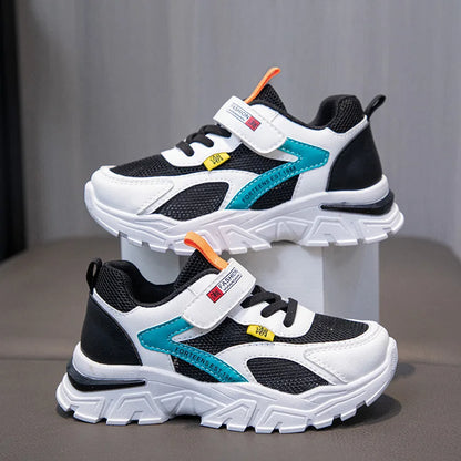 Kid Sneakers Sport Shoes for Boys Fashion Leather Children Breathable Mesh Comfort Shoes Casual Walking Outdoor Running Shoes
