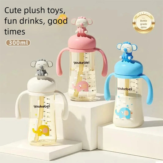 300ML Baby Cartoon PPSU Feeding Bottle No BPA Baby Bottle Newborn Baby Bottle with Handle Milk Bottle Newborn Nursing Bottle