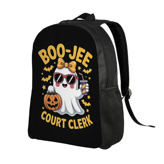 1Pc Cute & Boo-Jee Court Clerk Print Backpack - Lightweight School Bookbag for Students, Office Workers, First Day of School, Halloween Costume or Everyday Use, Zipper Closure, Judge Design (No -Free)