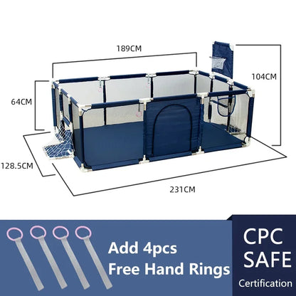 IMBABY Large Indoor Baby Playpen with Safety Barrier Fence and Waterproof Play Area