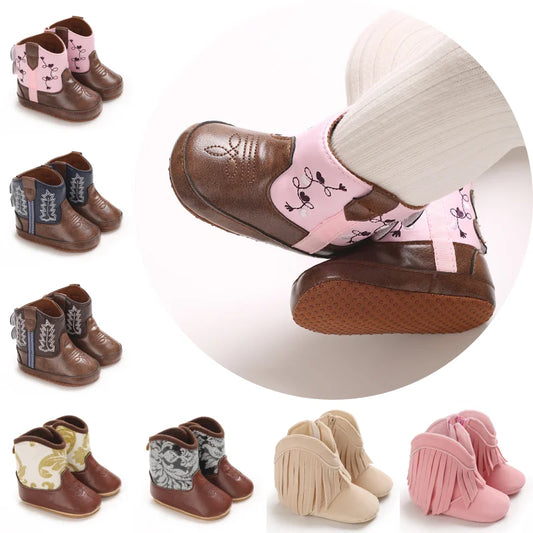 Infant Pre-Walker Shoes Baby Shoes 0-18M Western Denim Winter Boots Warm Casual Shoes for Boys Girls