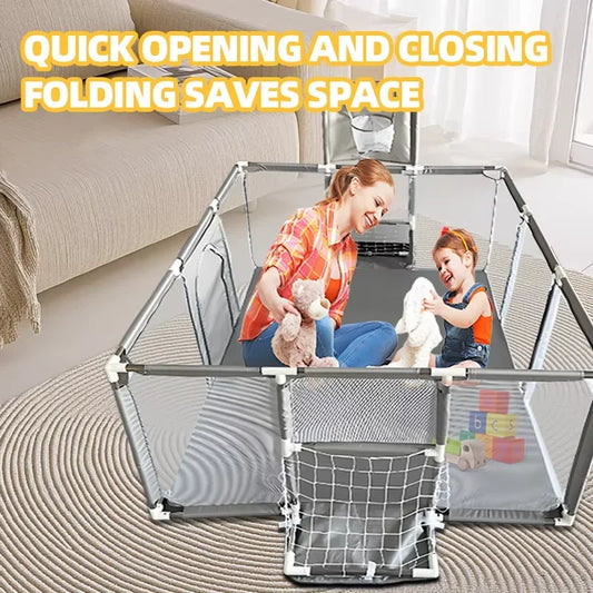 IMBABY Large Indoor Baby Playpen with Safety Barrier Fence and Waterproof Play Area
