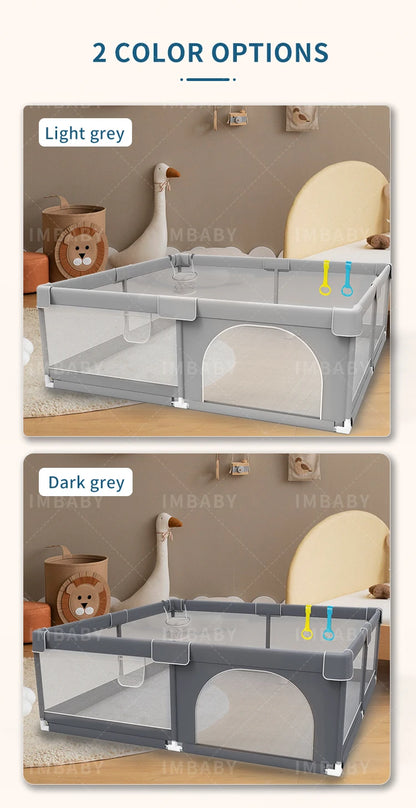 Large Indoor Baby Playpen, Light Gray Kids Activity Fence with Protective Corner Design