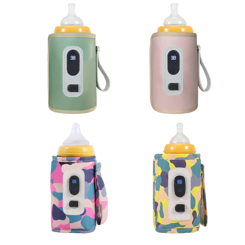 USB Portable Baby Bottle Warmer for Milk and Water, Travel Feeding Heater with Insulated Bag