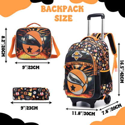 Kids Rolling Backpack for Boys Backpack with Wheels for School Backpacks for Boys Kids Bookbag for Primary Middle School with Lunch Box Set