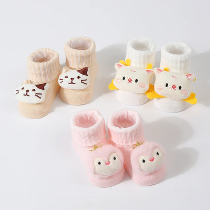 1 Pair Cute Cartoon Animal Kids Infant Newborn Baby Socks 0-6 Months Four Seasons Elastic Knit Cotton Kids Short Tube Socks