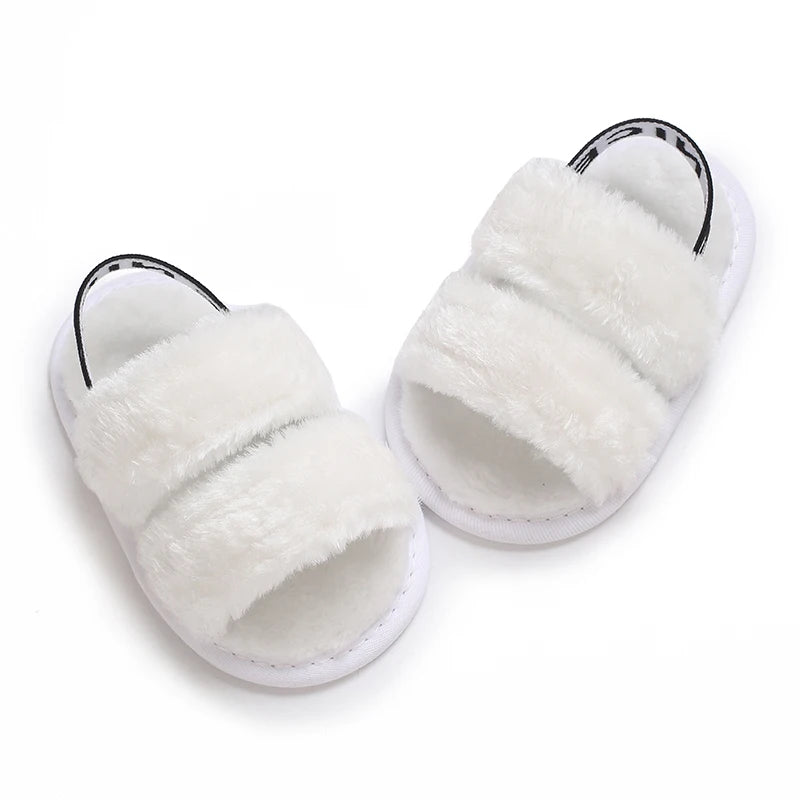 Fashion Letter print style Cute Soft Sole baby sandals Plush Slippers Suitable For newborn baby girl boy