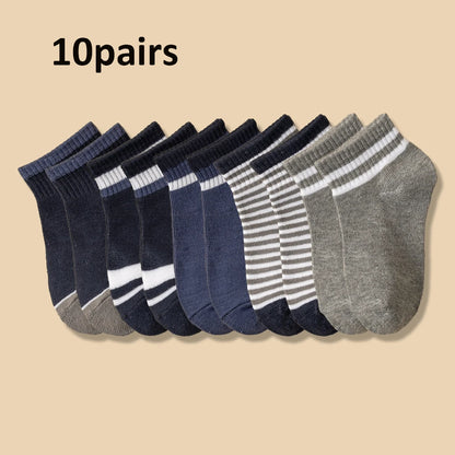 5-Pair Kids Ankle Socks for Boys & Teens Ages 8–16, Soft Breathable Low-Cut Socks for School, Sports & Everyday Wear