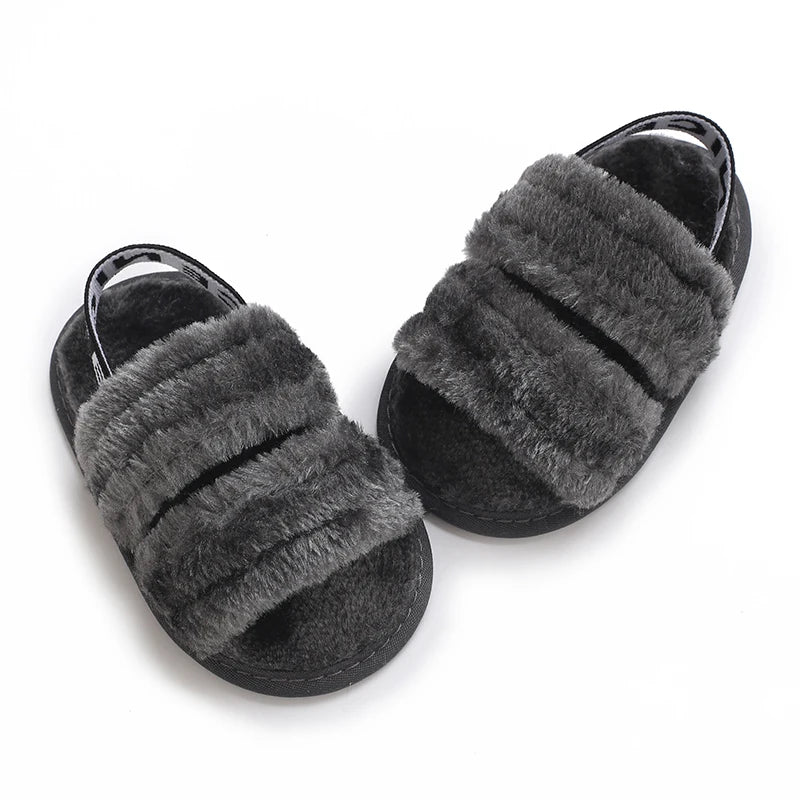 Fashion Letter print style Cute Soft Sole baby sandals Plush Slippers Suitable For newborn baby girl boy