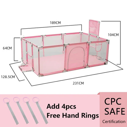 IMBABY Large Indoor Baby Playpen with Safety Barrier Fence and Waterproof Play Area