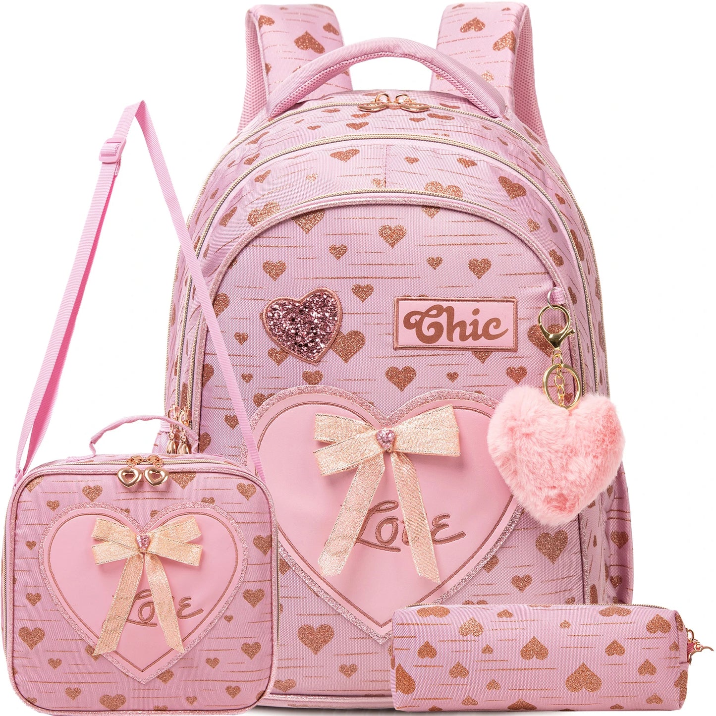 Backpack for Girls 16" Backpacks for Girls for School Sequin Backpack with Lunch Box for Elementary Students